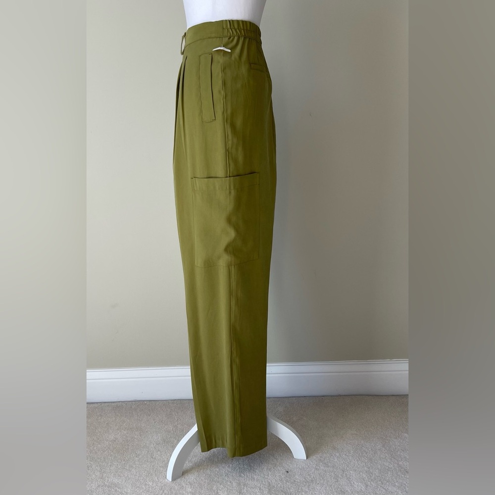 Steve Madden Green Wide-Leg Cargo Pockets Pleated High Waist Pants NWOT Size XL - Picture 2 of 8